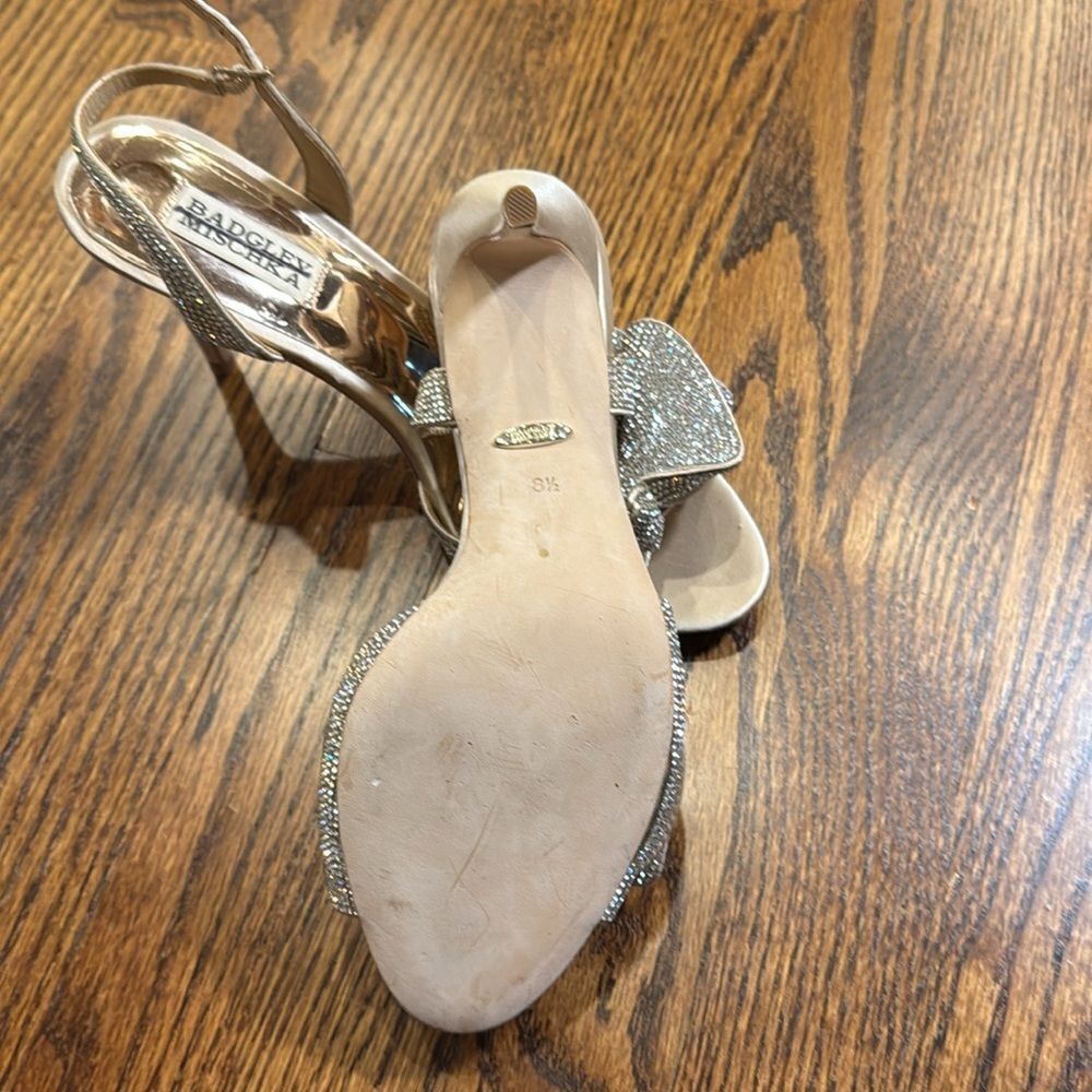 Badgley Mischka Gold Strappy Heels - Picture 6 of 7